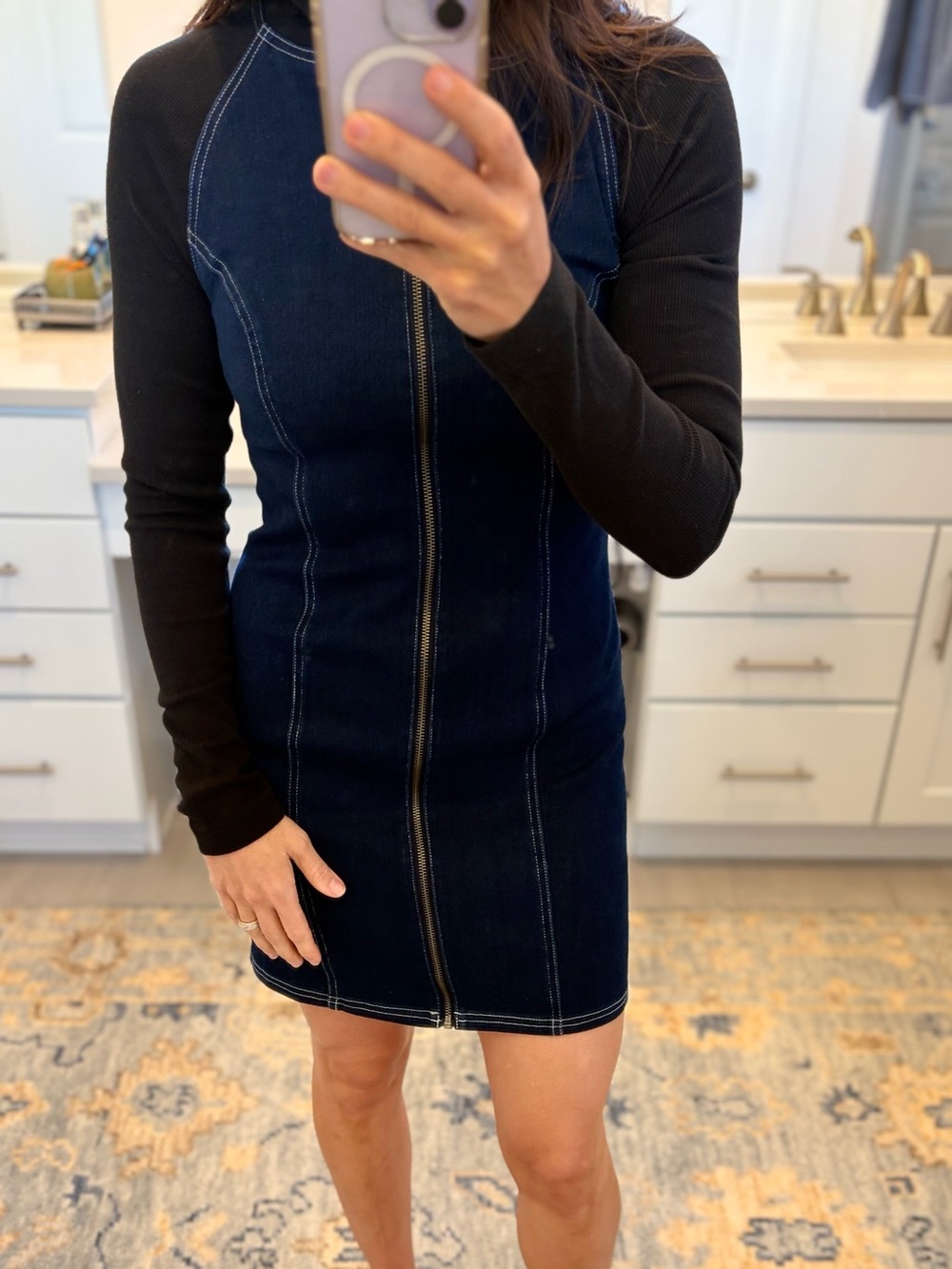 Pilcro Mixed Media Zip-Front Dress (size small)
